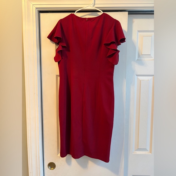 Chic Asymmetrical Burgundy Dress - Picture 3 of 4